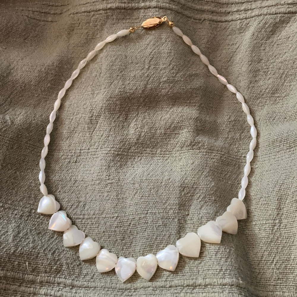 Rare Vintage Holly Yashi heart shell and gold necklace